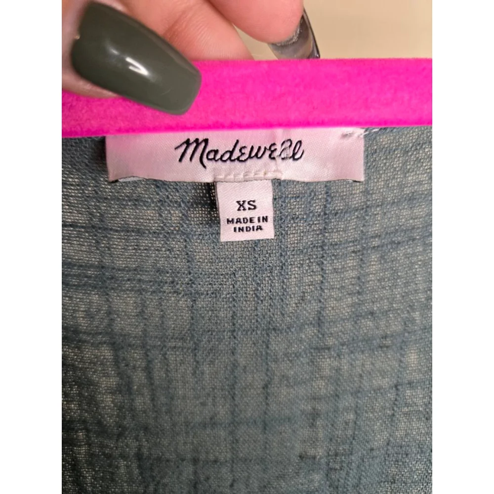 Madewell Teal Crinkle Cotton V-Neck Maxi Dress XS - Picture 7 of 10